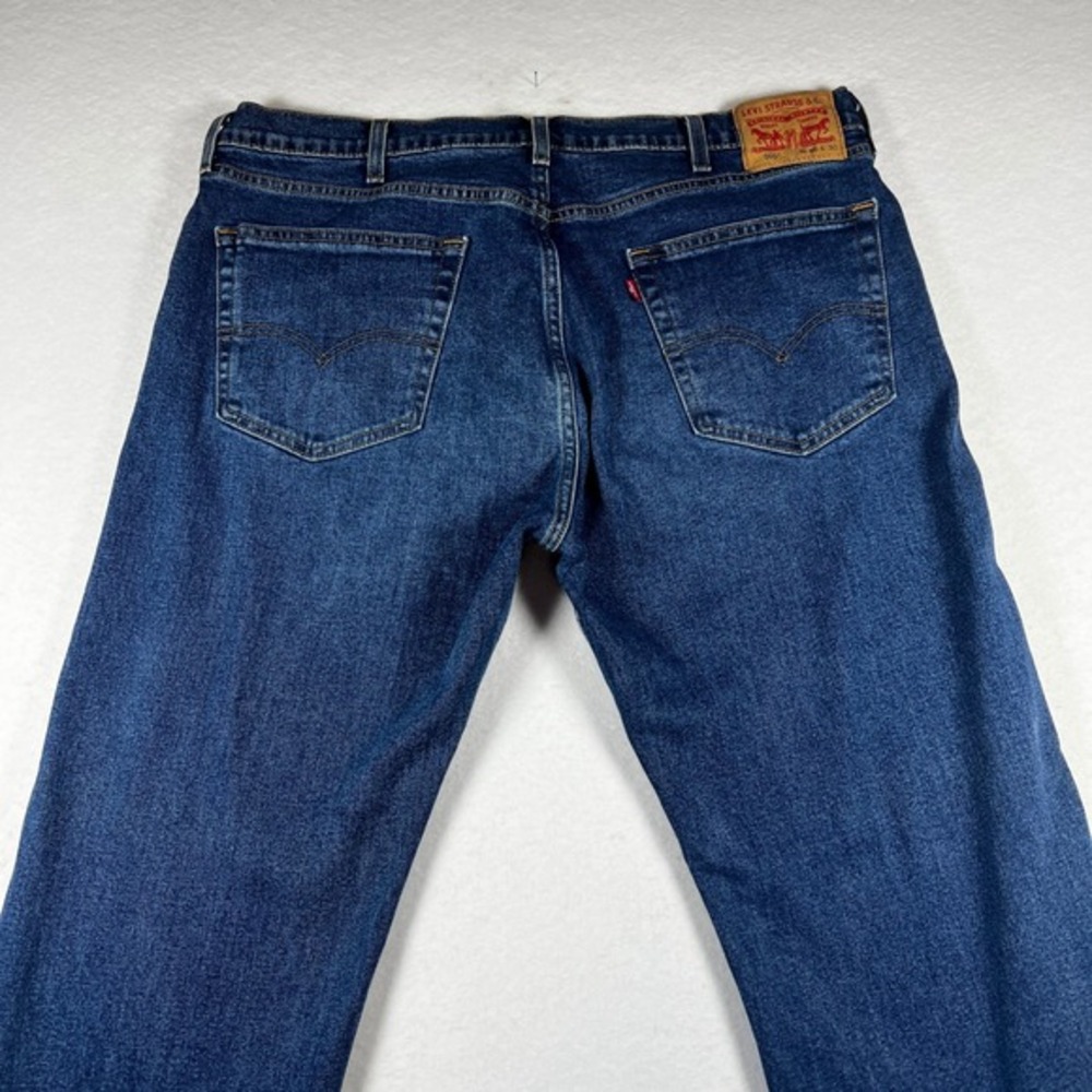 Levis 505 Regular Fit Dark Wash Straight Leg Jeans Mens 38x30 Blue Denim - Picture 4 of 11